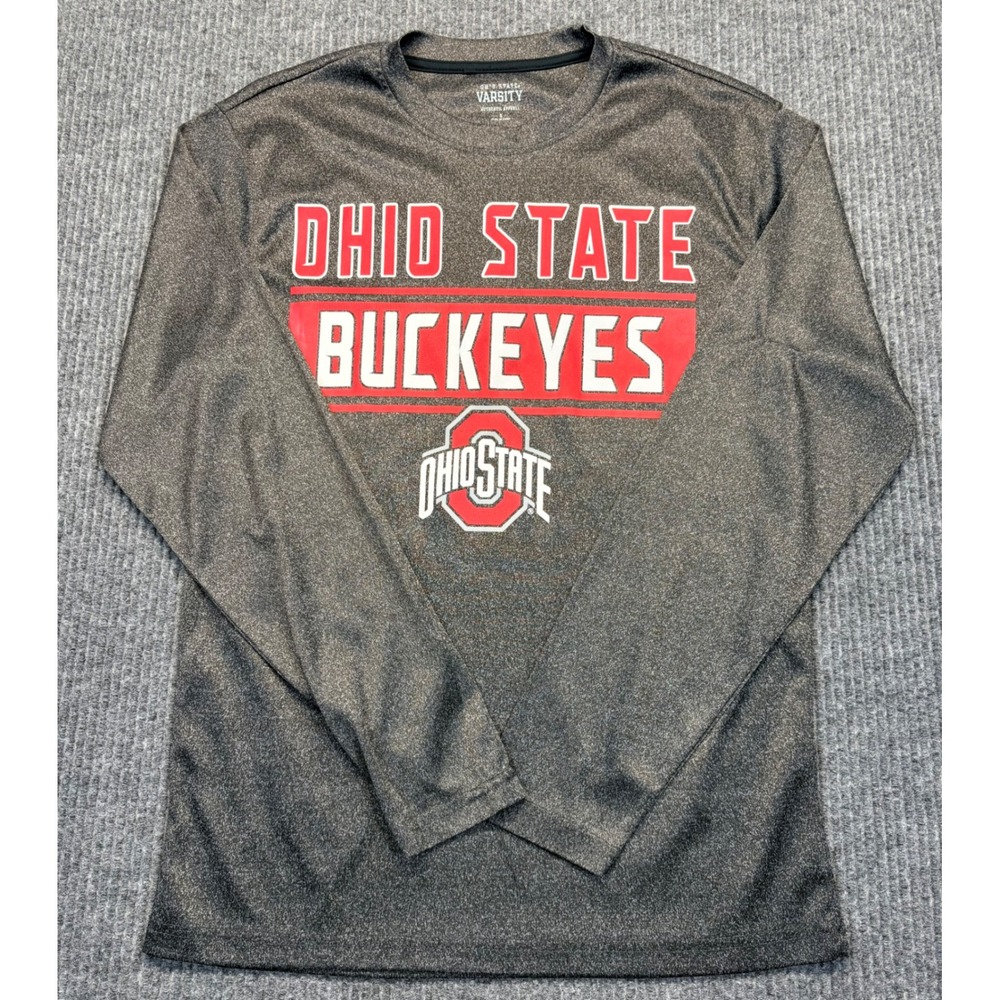 Ohio State Buckeyes Mens Small Long Sleeve Performance Shirt Gray Varsity